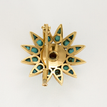 Broche "Etoile" en or jaune, diamants, saphirs et turquoises