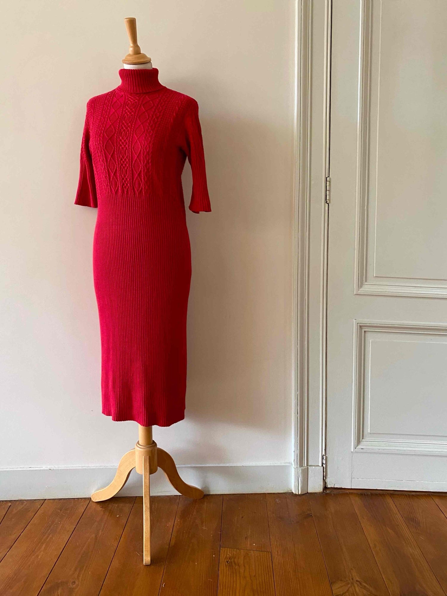 Rolled-neck dress