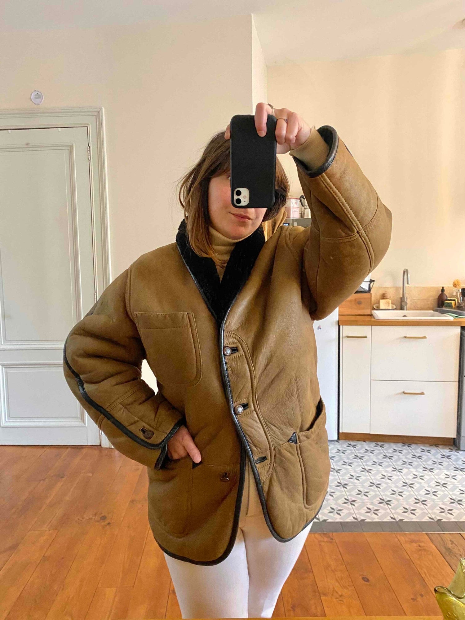 Manteau en peau lainée