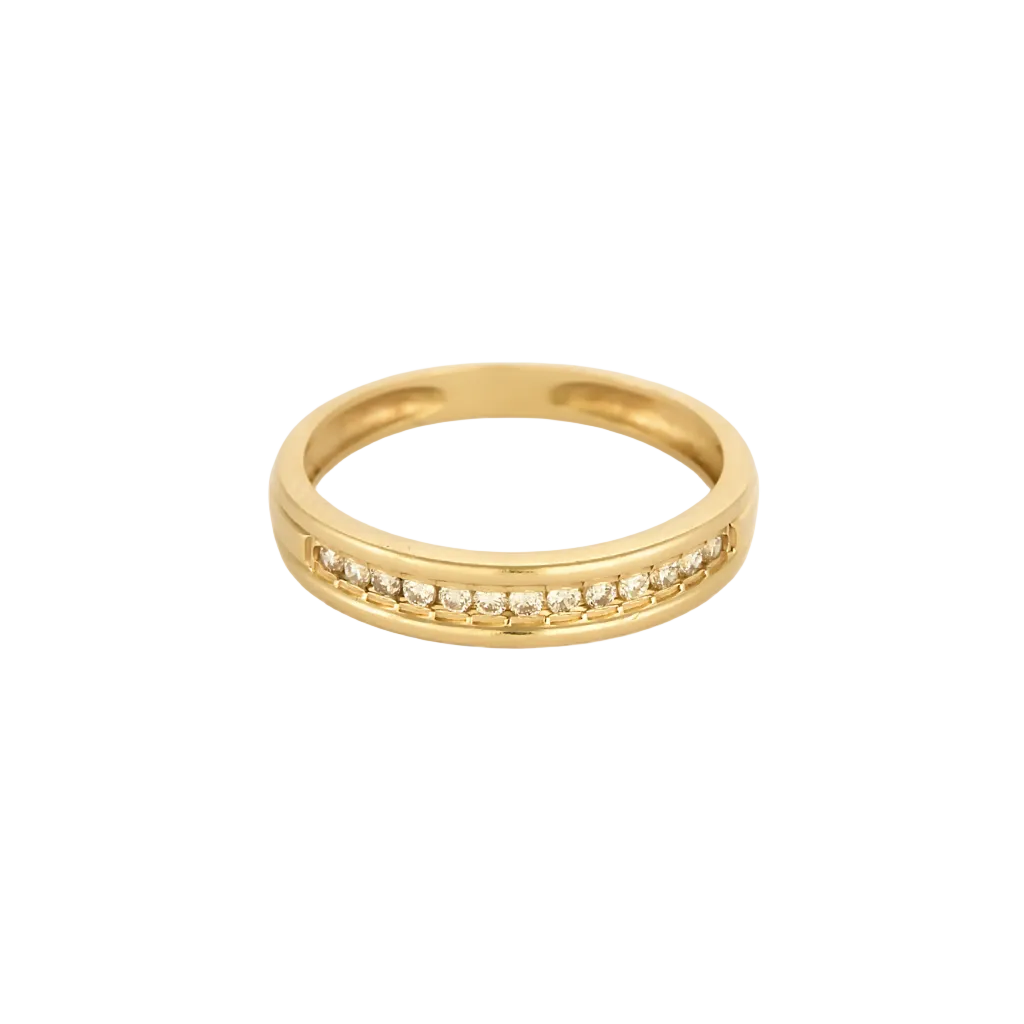 Fine Bague jonc or jaune et diamants