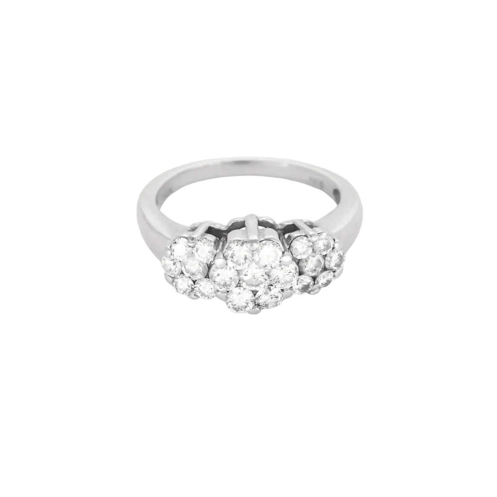 Bague "Fleurs" en or gris 14K et diamants
