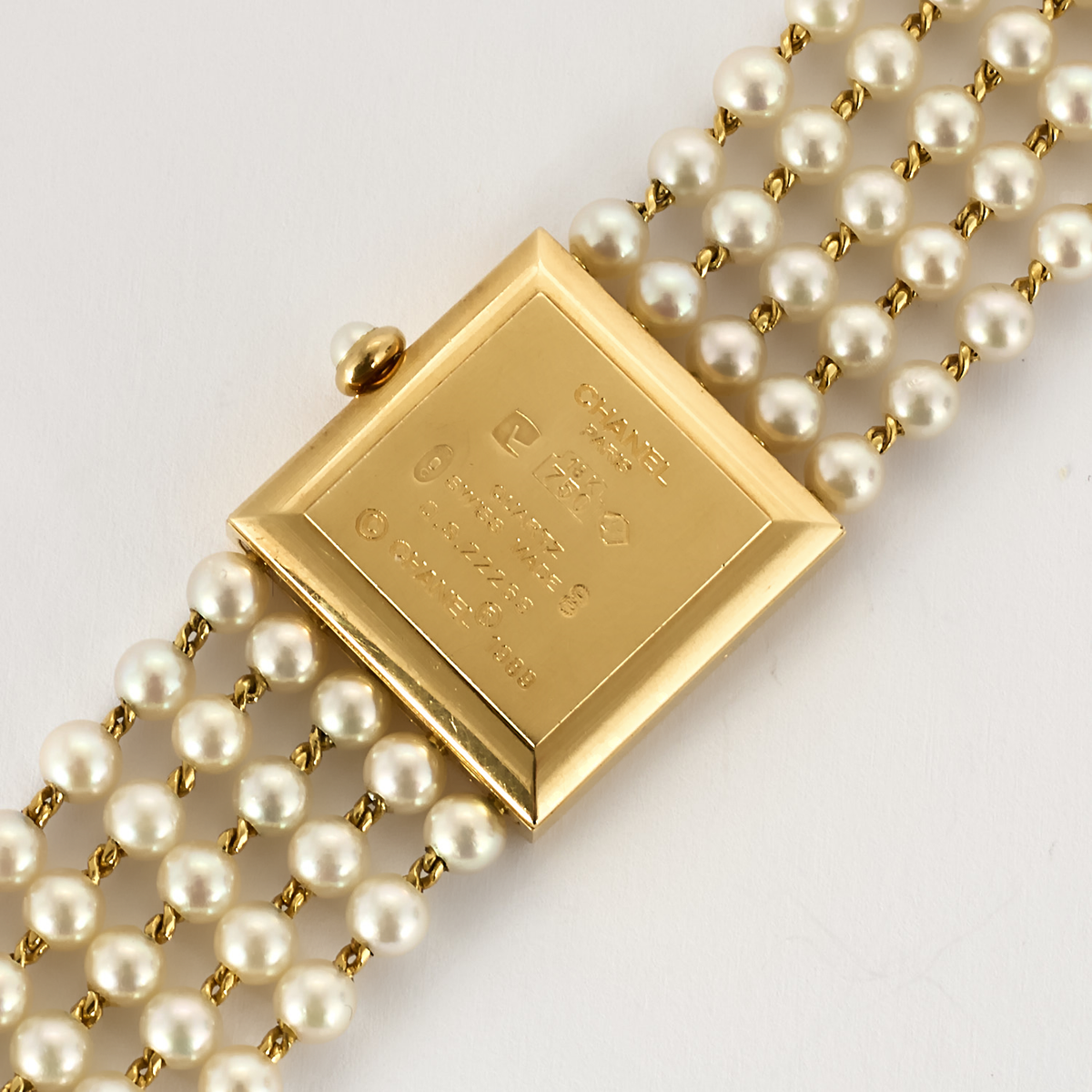 CHANEL - Mademoiselle - Montre bijou or jaune et perles