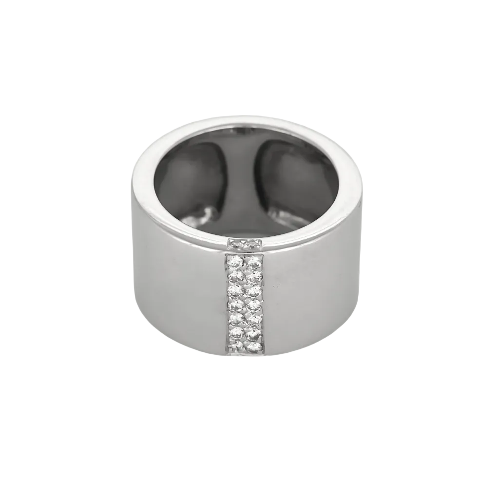 Bague bandeau en or blanc et diamants