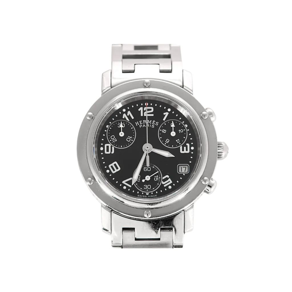 Hermès - Clipper Chrono - Montre en acier à boitier rond et à mouvement quartz