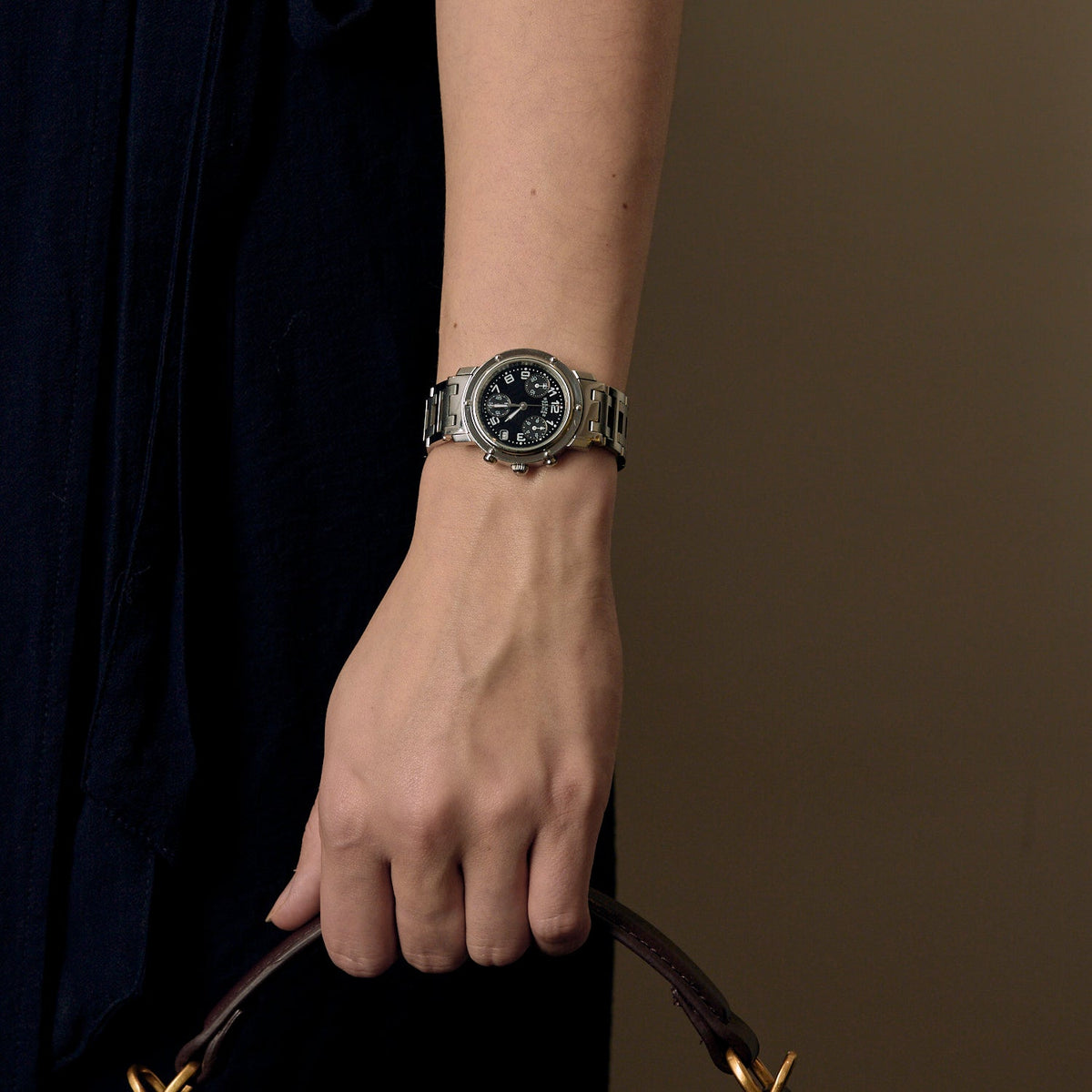 Hermès - Clipper Chrono - Montre en acier à boitier rond et à mouvement quartz