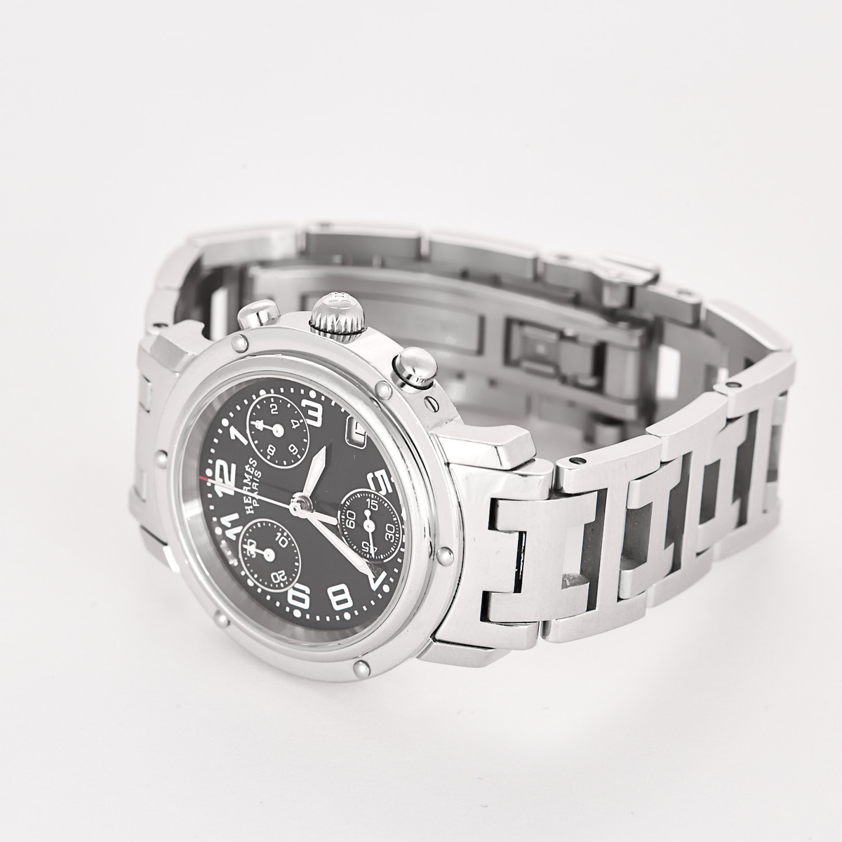 Hermès - Clipper Chrono - Montre en acier à boitier rond et à mouvement quartz