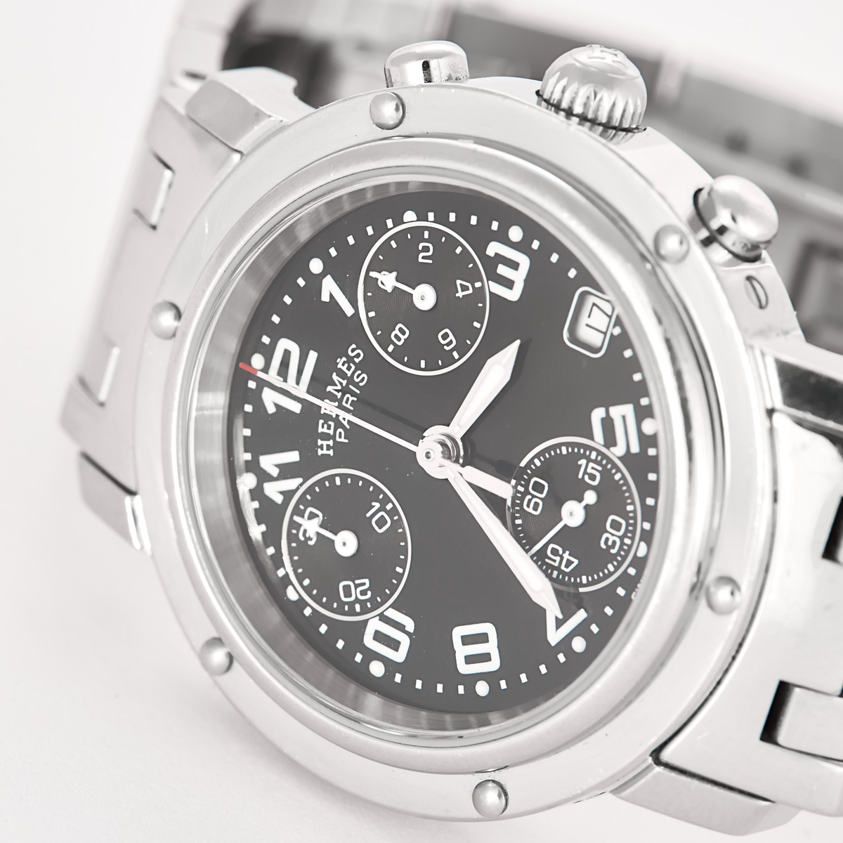 Hermès - Clipper Chrono - Montre en acier à boitier rond et à mouvement quartz