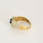 Bague en or jaune, saphir et diamants