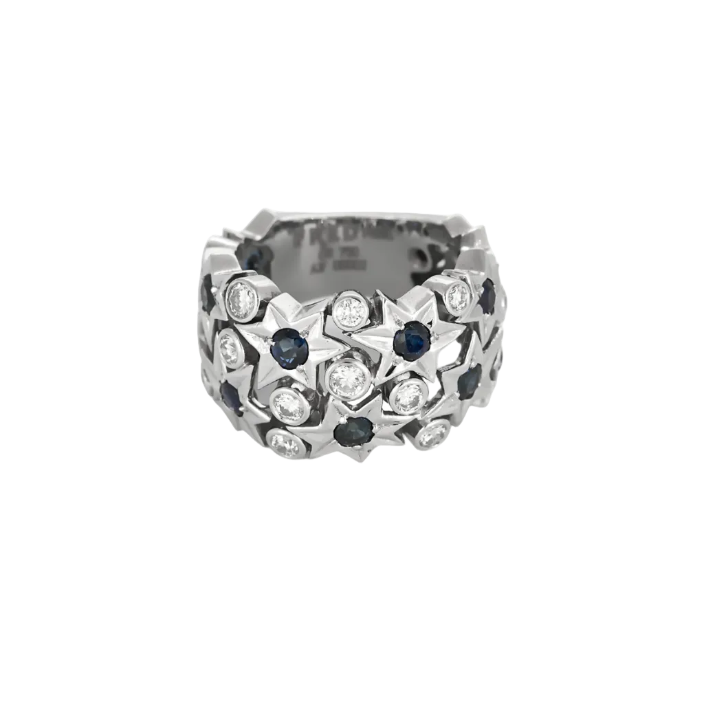 FRED - Haute Joaillerie - Shine-  Bague en or gris diamants et saphirs