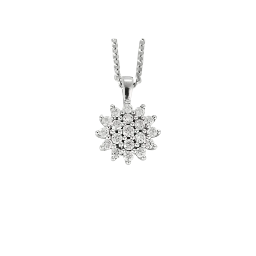 Collier et pendentif floral or 14K et diamants