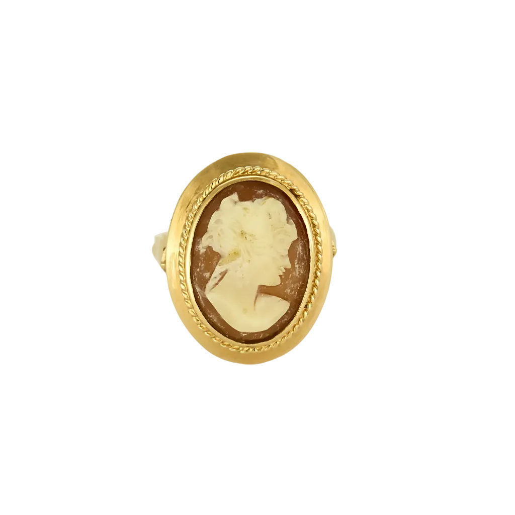 Bague or jaune camée coquillage