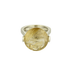 Bague cocktail en or gris quartz rutile dit cheveux de Vénus