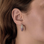 Boucles d'oreilles en or blanc, saphirs roses et diamants