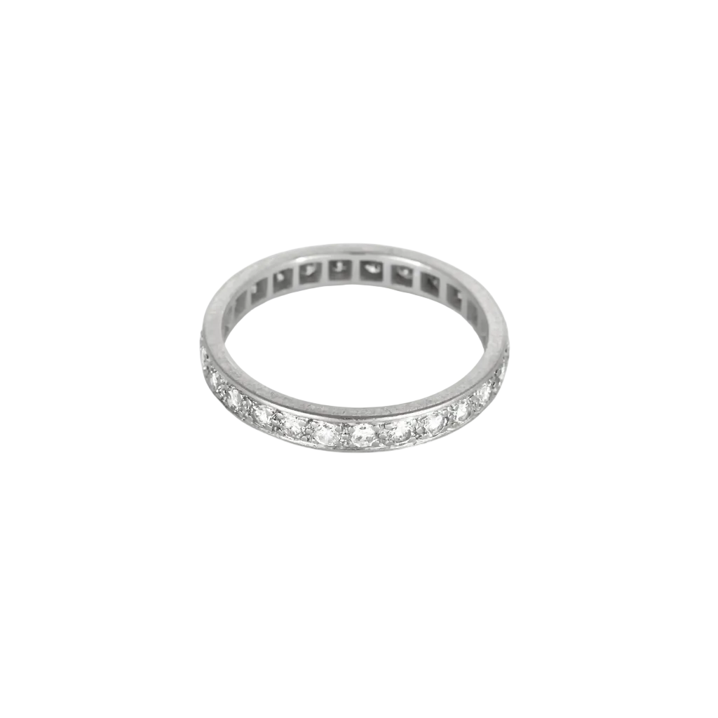 Alliance américaine en or gris et diamants