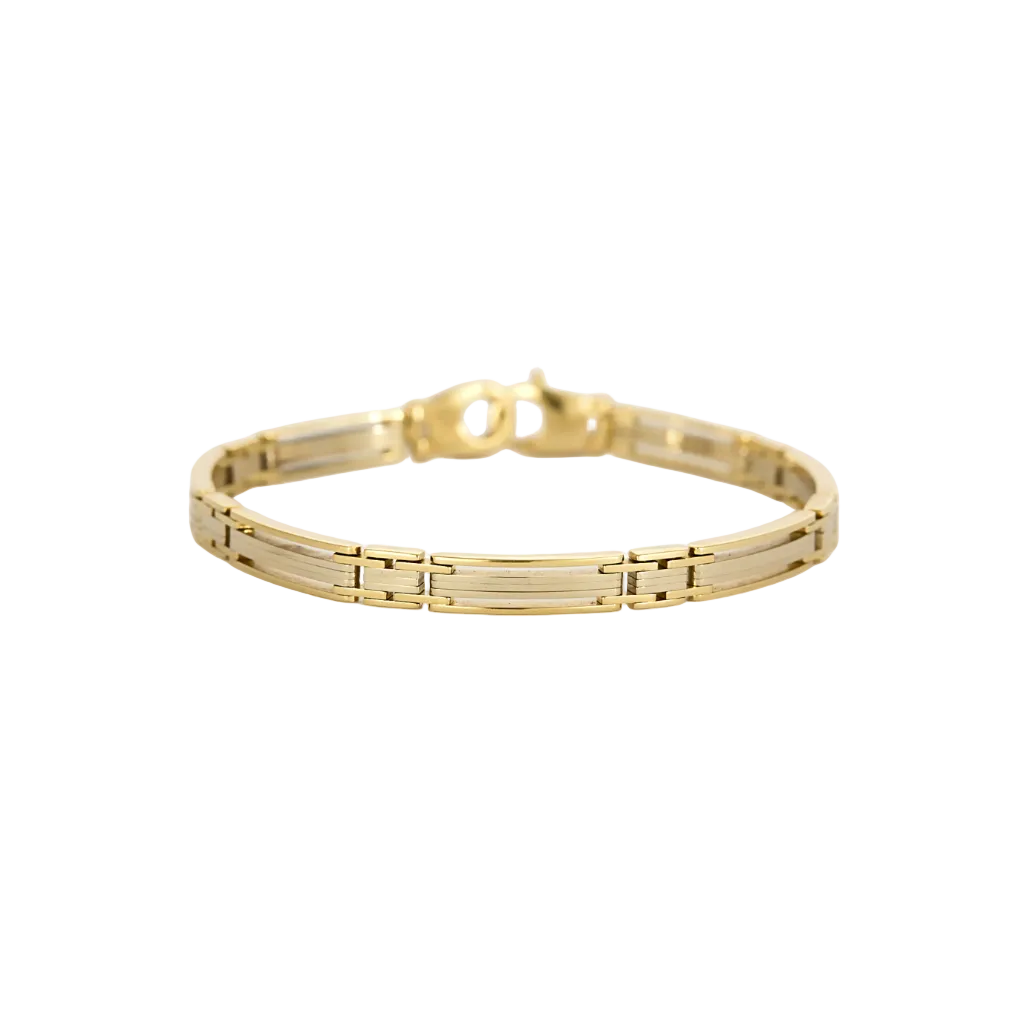 Bracelet de type gourmette en or blanc et or jaune