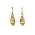 Paire de Pendants d'Oreilles en or jaune , quartz lemon et diamants