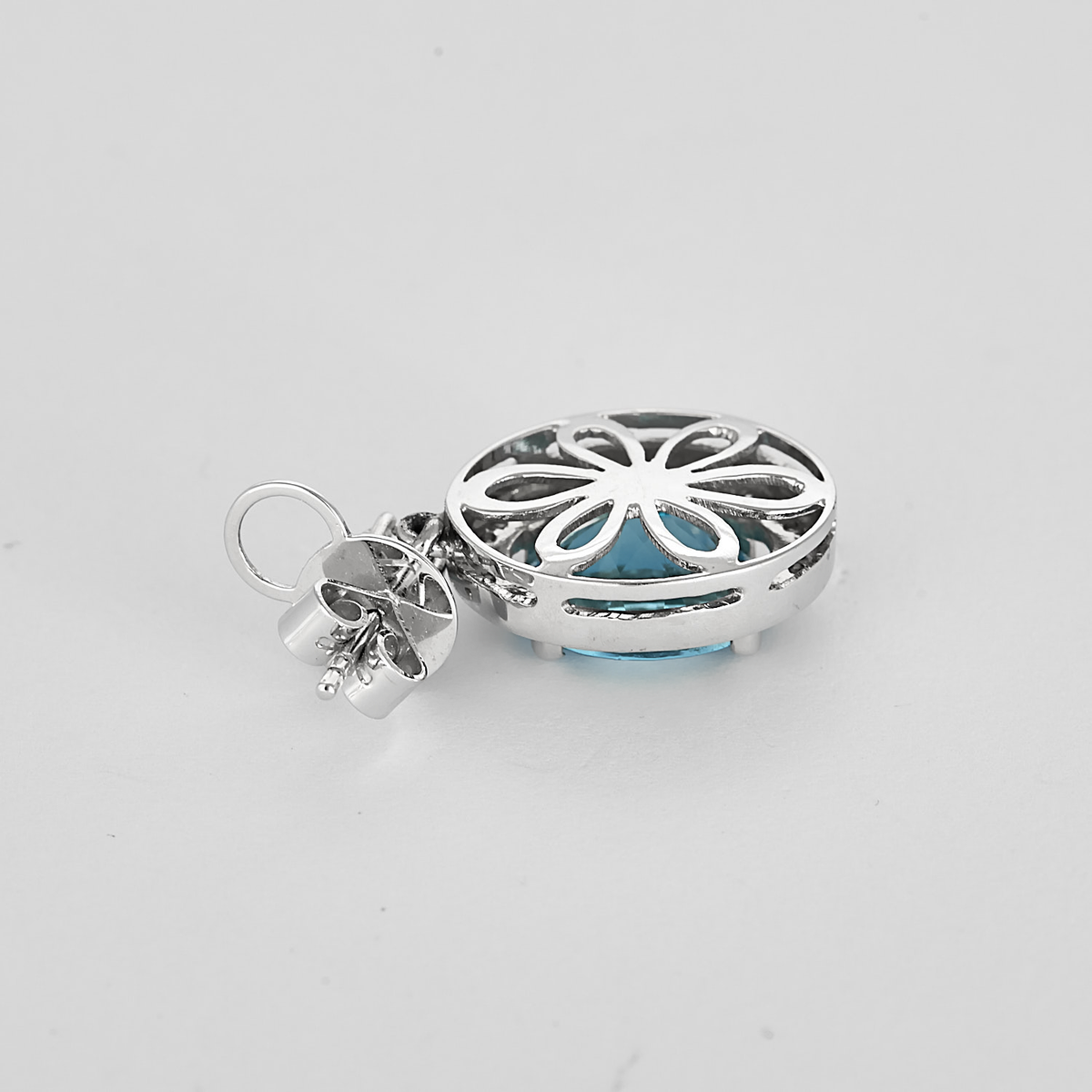 Paire de Pendants d'oreilles en or gris topaze et diamants