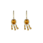 Paire de Pendants d'Oreilles en or 14K, citrine et diamants