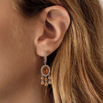 Paire de Pendants d'Oreilles en or 14K, citrine et diamants