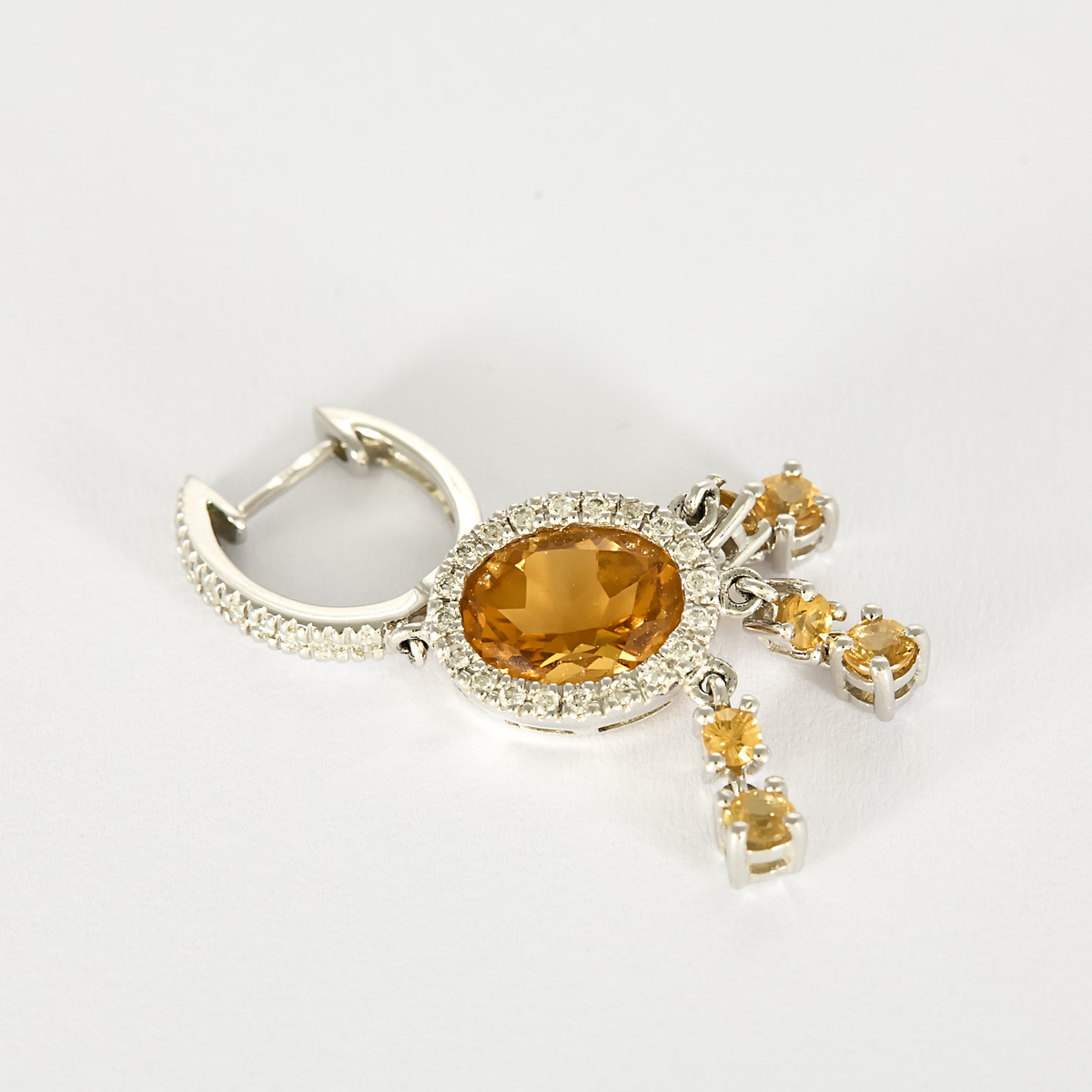 Paire de Pendants d'Oreilles en or 14K, citrine et diamants