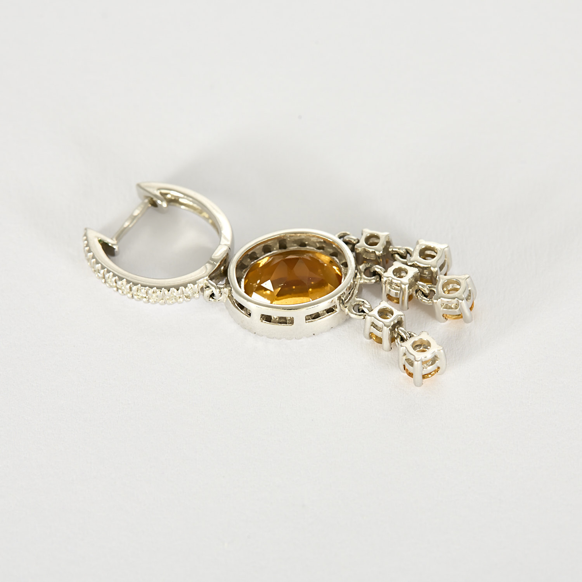 Paire de Pendants d'Oreilles en or 14K, citrine et diamants