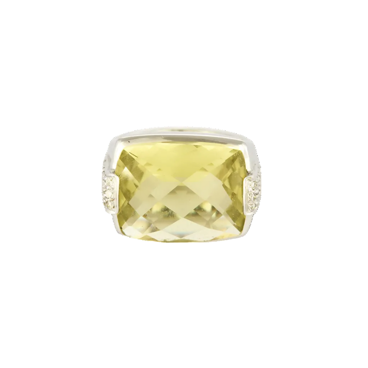 Bague cocktail or 14K quartz lemon et diamants