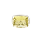 Bague cocktail or 14K quartz lemon et diamants