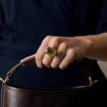 Bague cocktail or 14K quartz lemon et diamants