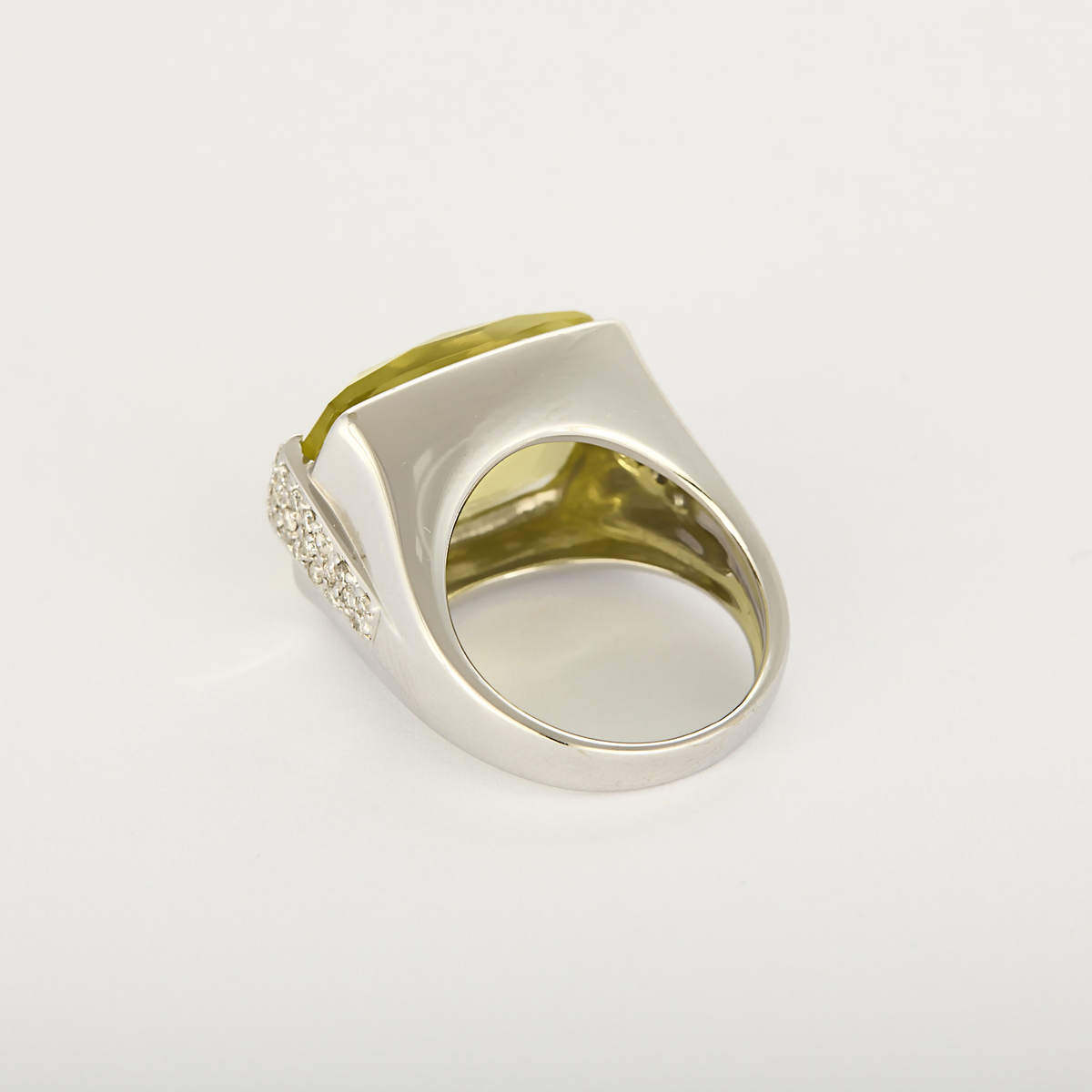 Bague cocktail or 14K quartz lemon et diamants