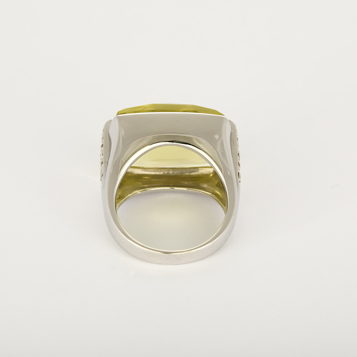 Bague cocktail or 14K quartz lemon et diamants
