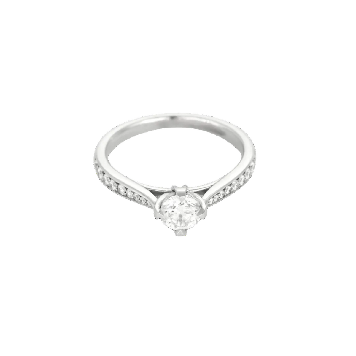Solitaire en or blanc, diamants