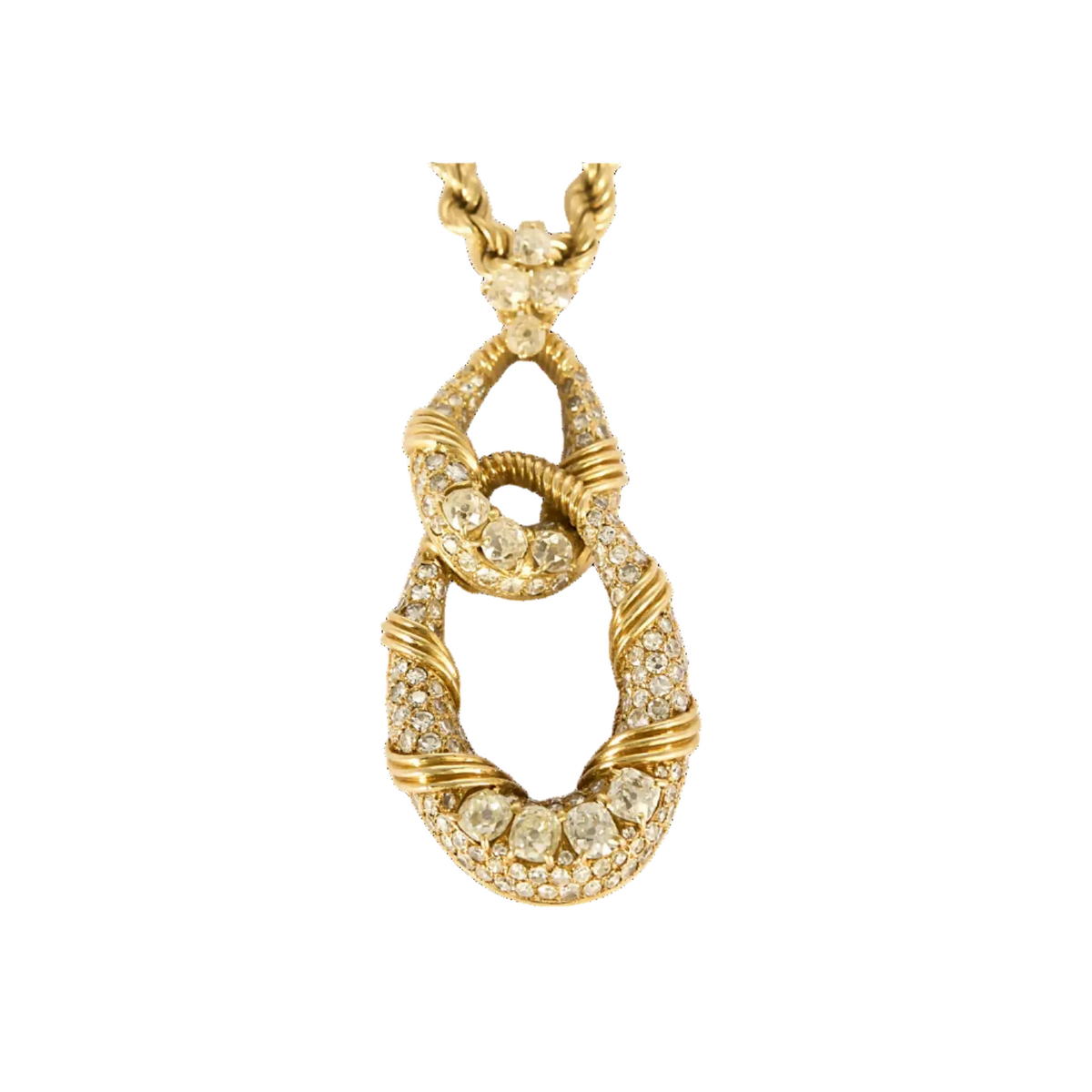 Collier en Or jaune 18k et diamants.