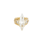 Bague or jaune diamant marquise 4.48 carats et petits diamants
