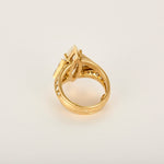 Bague or jaune diamant marquise 4.48 carats et petits diamants