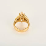 Bague or jaune diamant marquise 4.48 carats et petits diamants