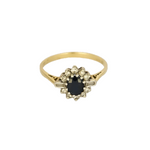 Bague marguerite en or jaune, or blanc, saphir et diamants