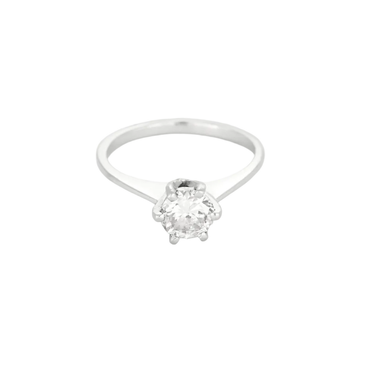 Bague solitaire en or gris et diamant 0.70 carat environ.