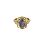 Bague en or jaune, saphir : 2 carats et perles blanches de semences
