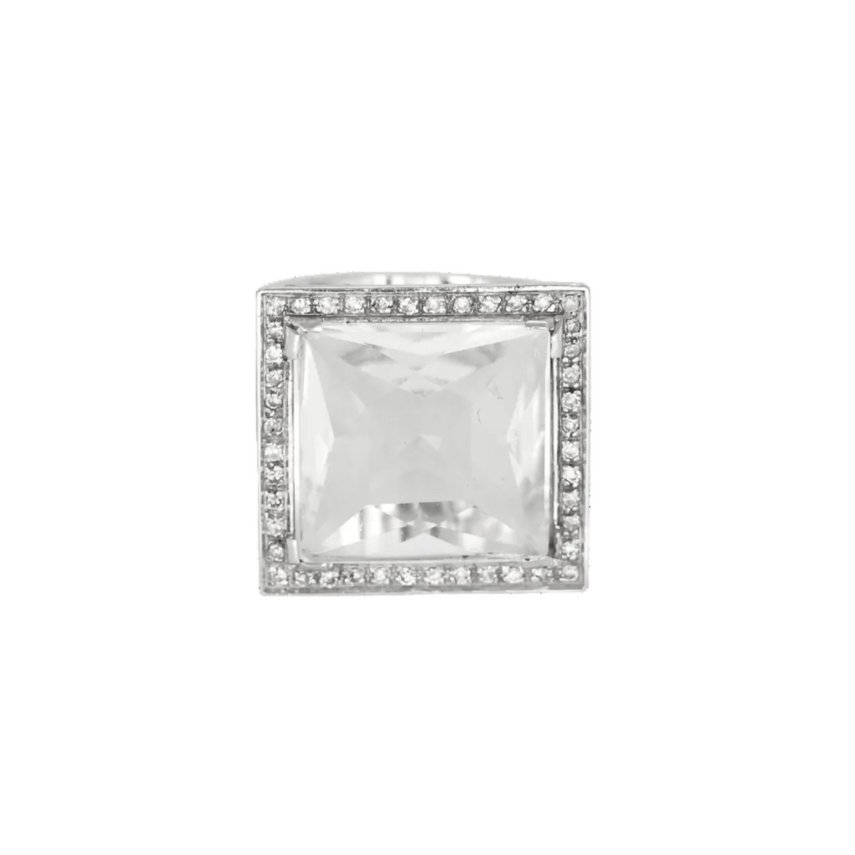 Bague cocktail en or blanc, aigue-marine : 10 carats et diamants : 0,20 carat
