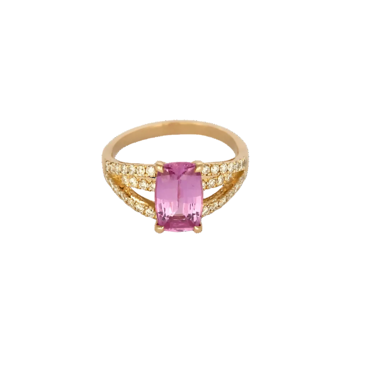 Bague en or rose, saphir rose : 1,63 carat et diamants