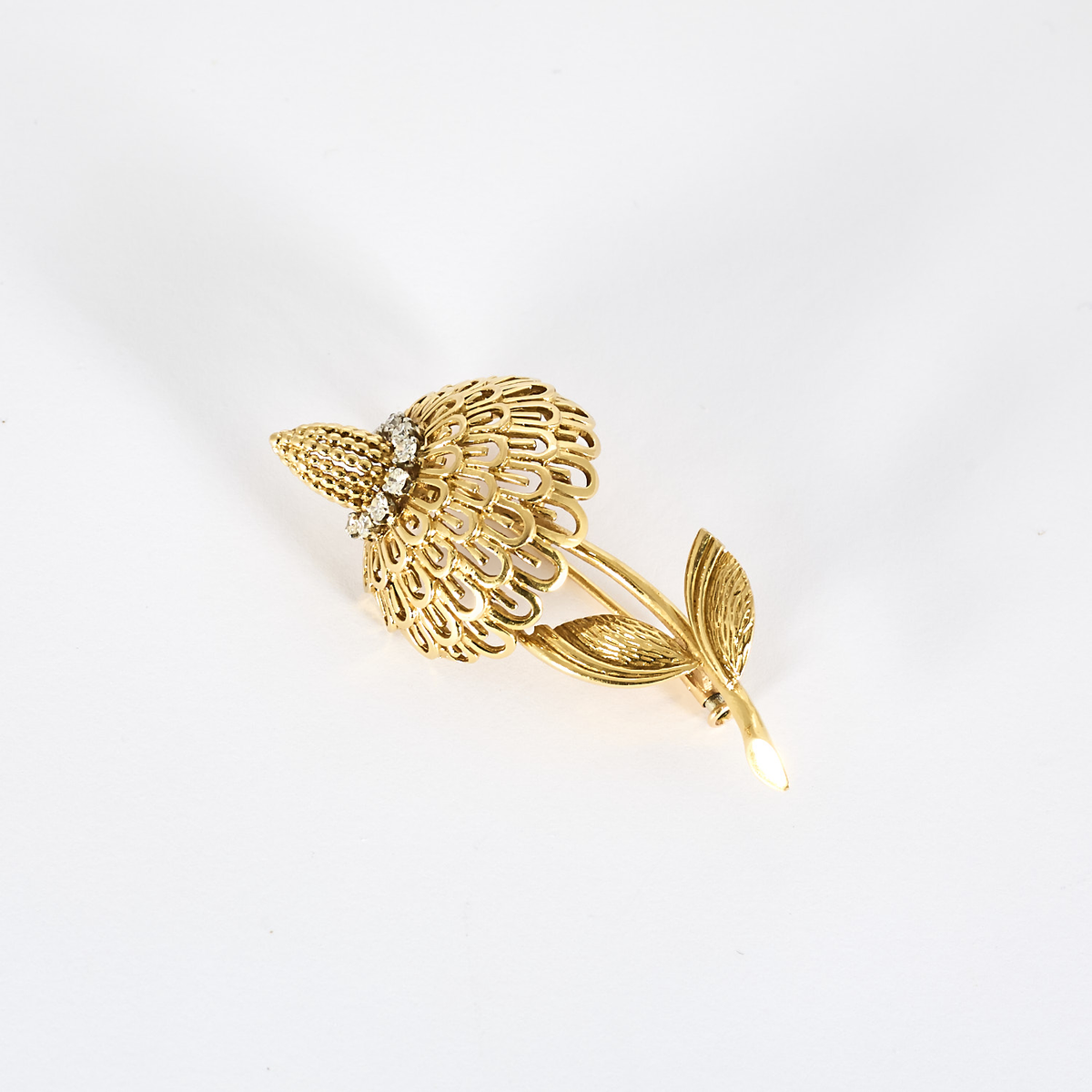 Broche Or jaune 18k et Platine Diamant
