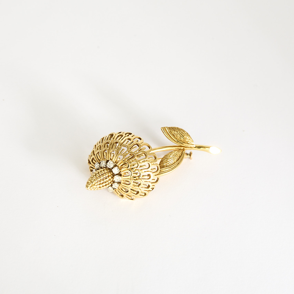 Broche Or jaune 18k et Platine Diamant