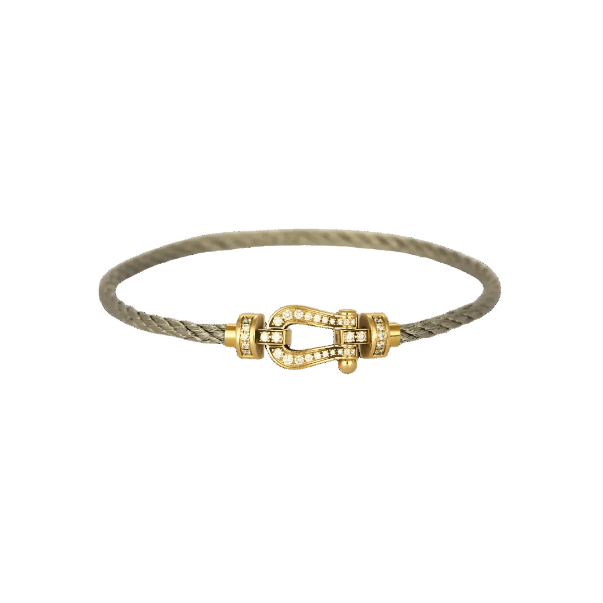 FRED - Force 10 - Moyen Modèle - Bracelet acier, manille or jaune et diamants