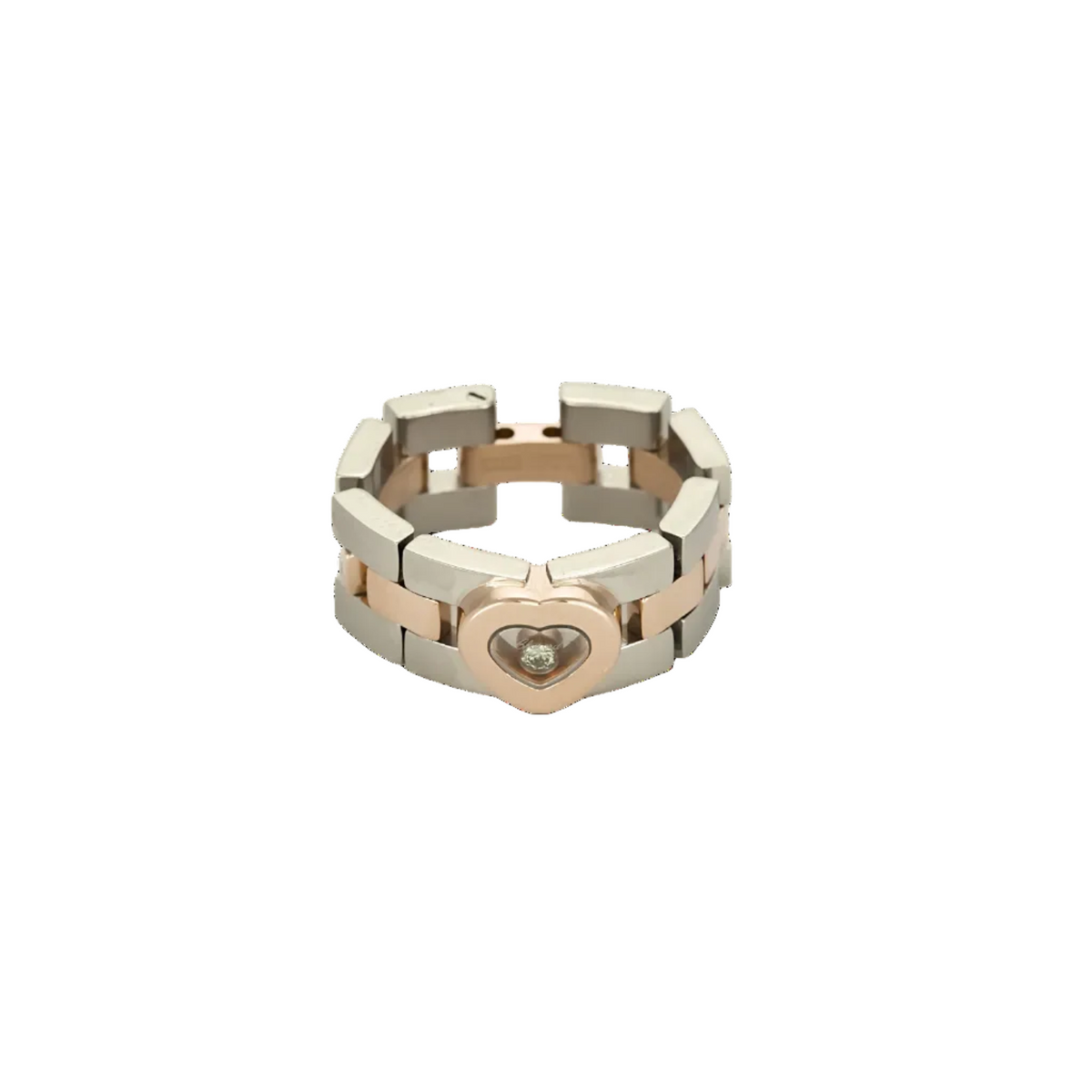 Chopard - Happy Diamond - Bague importante en or blanc, or rose et diamant : 0,05 carat