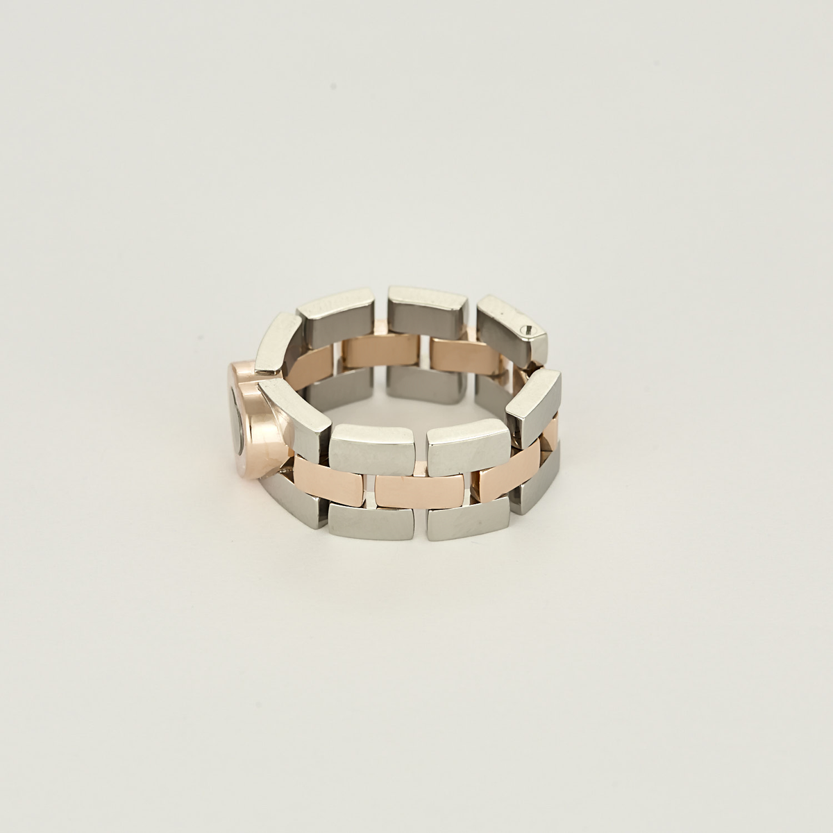 Chopard - Happy Diamond - Bague importante en or blanc, or rose et diamant : 0,05 carat