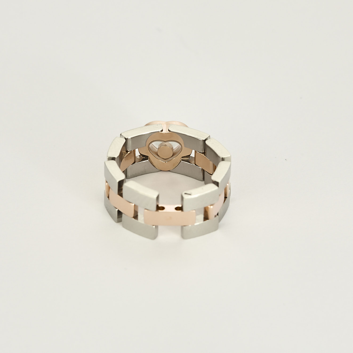 Chopard - Happy Diamond - Bague importante en or blanc, or rose et diamant : 0,05 carat