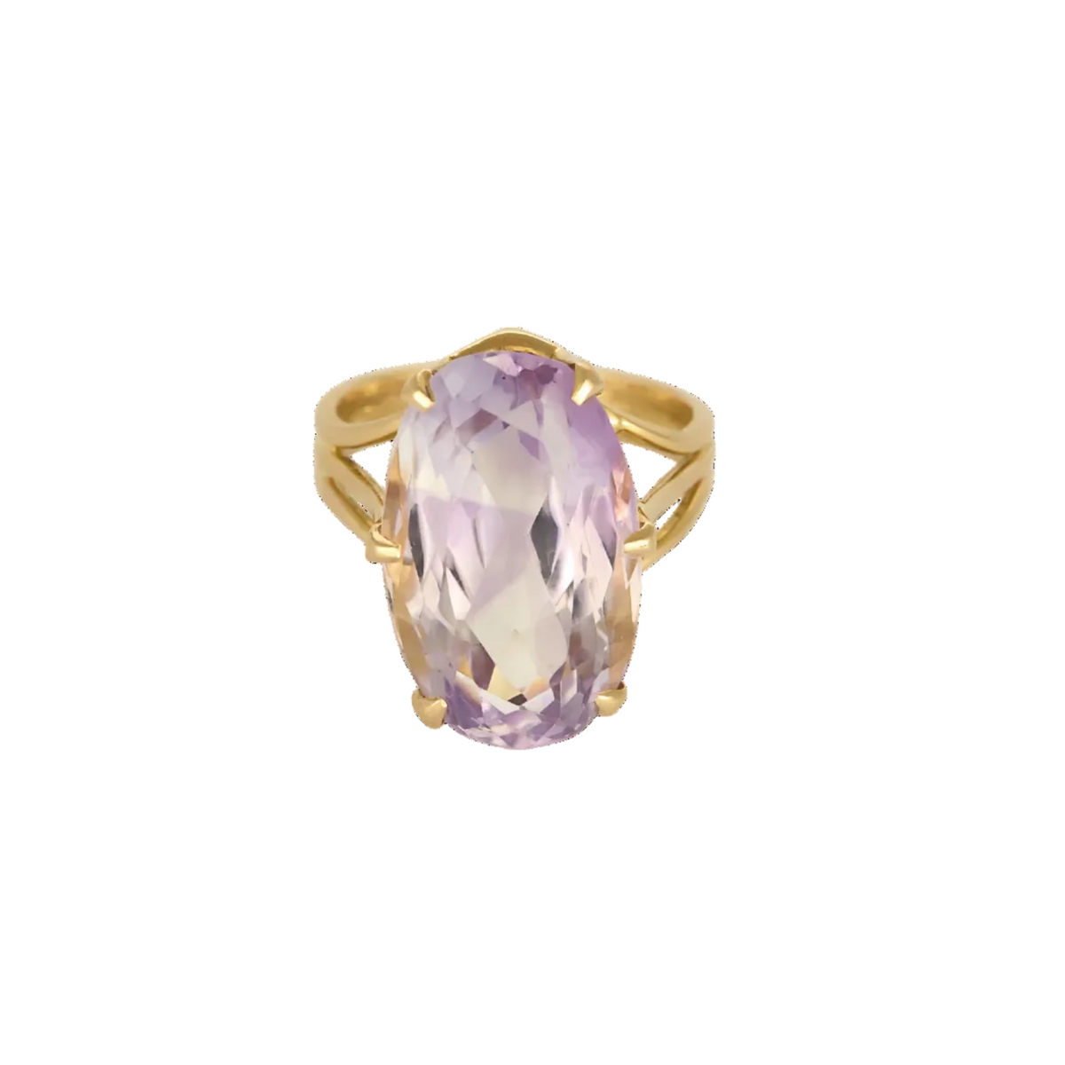 Bague cocktail en or jaune et améthyste