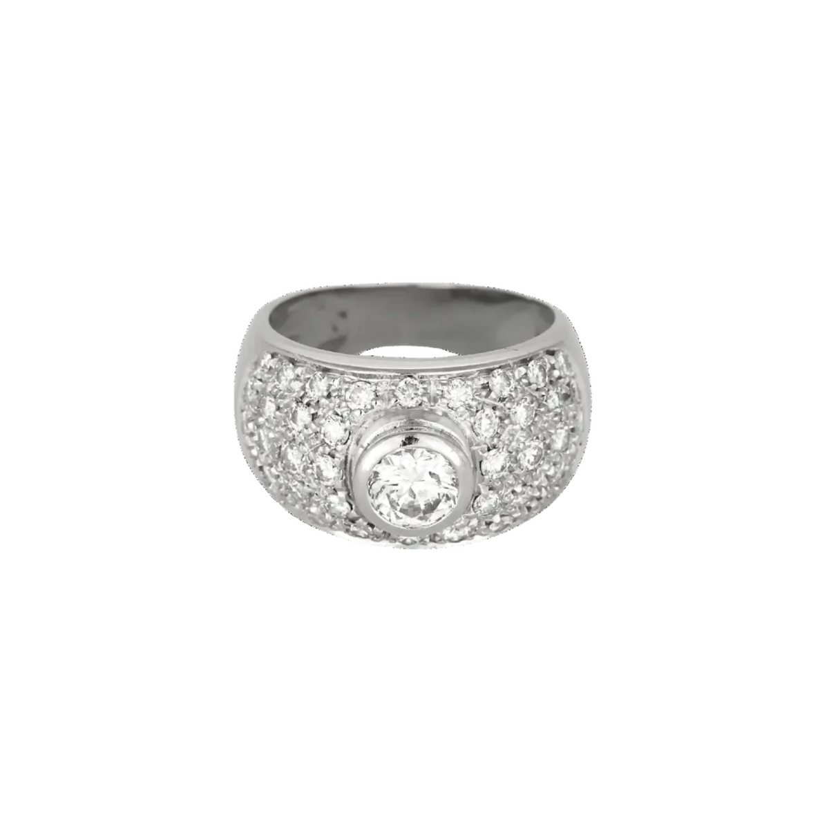 Bague jonc bombée en or blanc et diamants : 2,60 carats