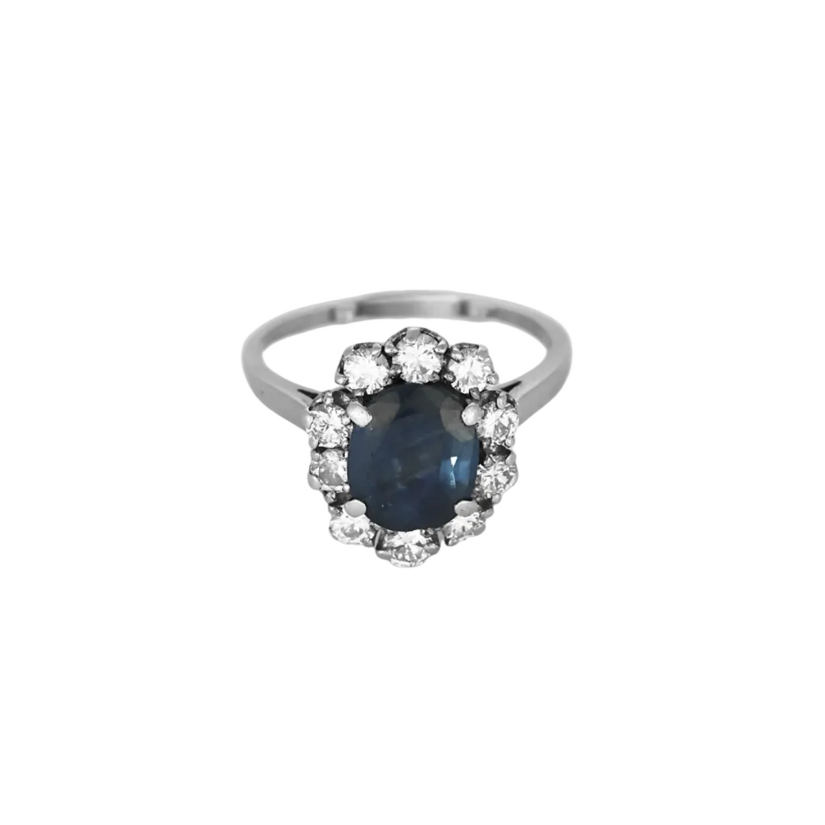 Bague Marguerite en or blanc, saphir et diamants