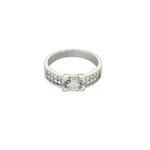 Bague en or gris aigue marine et diamants
